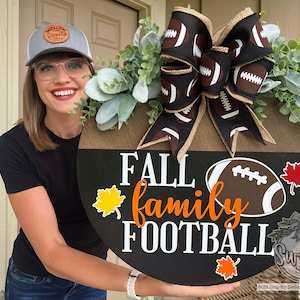 Fall Front Door Decor | Fall Door Hanger | Fall Family Football | Fall Door Hanger | Fall Door Wreath | Football Sign | Fall Wreath