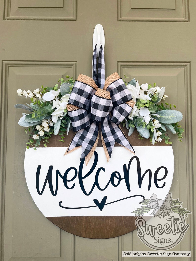 Front Door Decor Front Door Wreath Welcome Year Round Wreath Front Door Sign Door Hanger Housewarming Gift Home Decor image 7