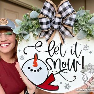 Winter Front Door Decor | Let It Snow | Snowman Front Door Wreath | Winter Wreath | Winter Door Wreath | Winter Door Sign