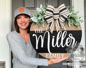 Front Door Decor | Last Name/Family | Year Round Wreath | Door Hanger | Front Door Wreath | Housewarming Gift | Personalized Sign