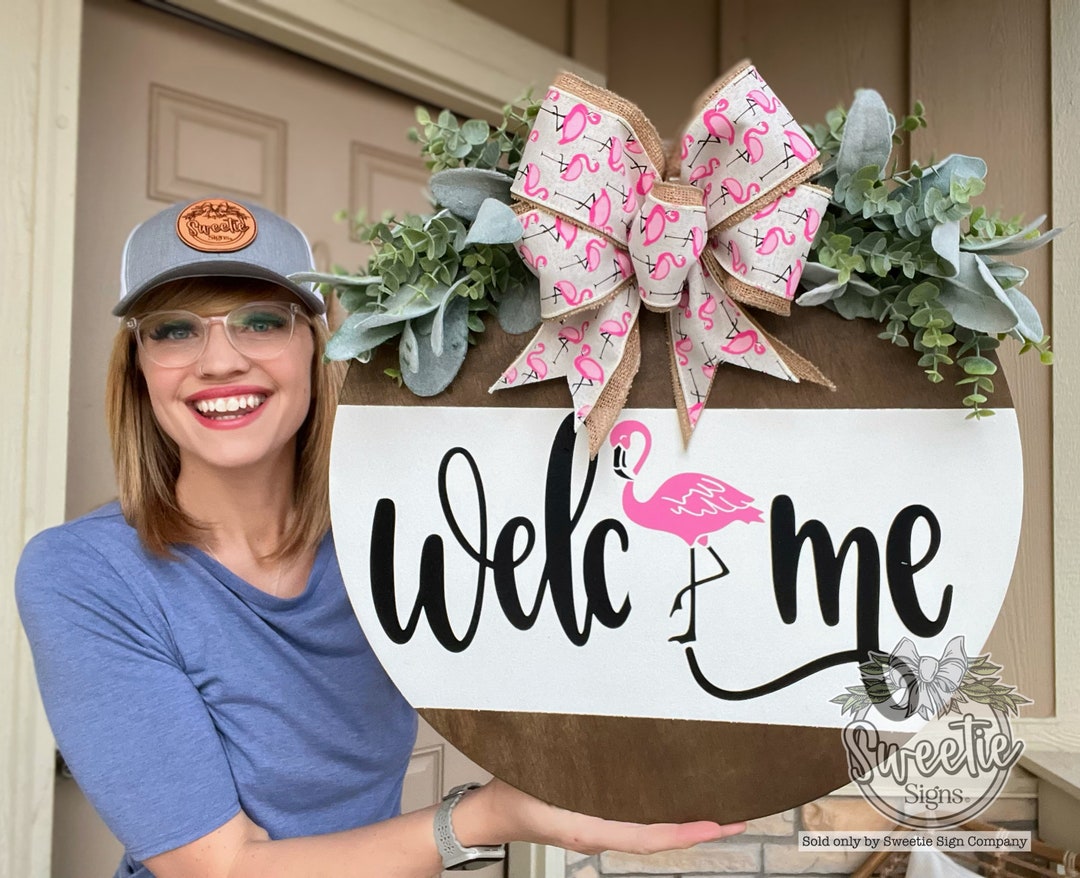 Summer Front Door Decor Summer Door Sign Flamingo Summer Etsy