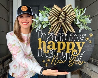 New Year Front Door Decor | Happy New Year | New Year Front Door Sign | New Year Door Sign | New Year Door Hanger