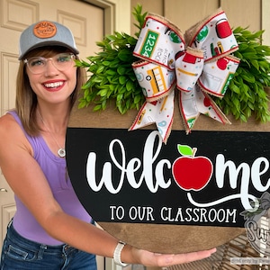 Teacher Door | Teacher Door Sign | Classroom Sign | Teacher Gift | Teacher Appreciation | Welcome To Our Classroom | Classroom Door Wreath