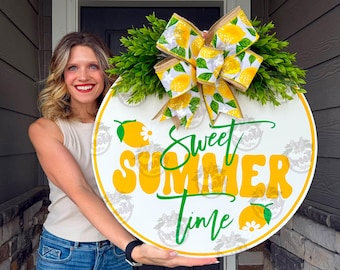 Summer Front Door Decor | Sweet Summer Time Wreath | Summer Wreath | Summer Decor | Summer Sign | Lemon Door Sign | Summer Door Hanger