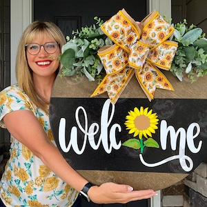 Front Door Decor | Front Door Wreath | Welcome Sign | Sunflower | Front Door Sign | Welcome Door Hanger | Year Round Door Hanger | Sunflower