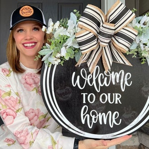 Front Door Decor | Welcome Sign | Front Door Sign | Year Round Wreath | Door Hanger | Door Wreath | Housewarming Gift | Home Decor | Wreath