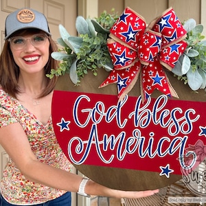 Fourth of July Front Door Decor | Fourth of July Wreath | God Bless America | Fourth of July Door Hanger | Fourth of July Door Wreath