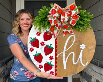 Summer Front Door Decor | Summer Porch Decor | Summer Wreath | Strawberries | Summer Sign | Front Door Wreath | Summer Door Hanger