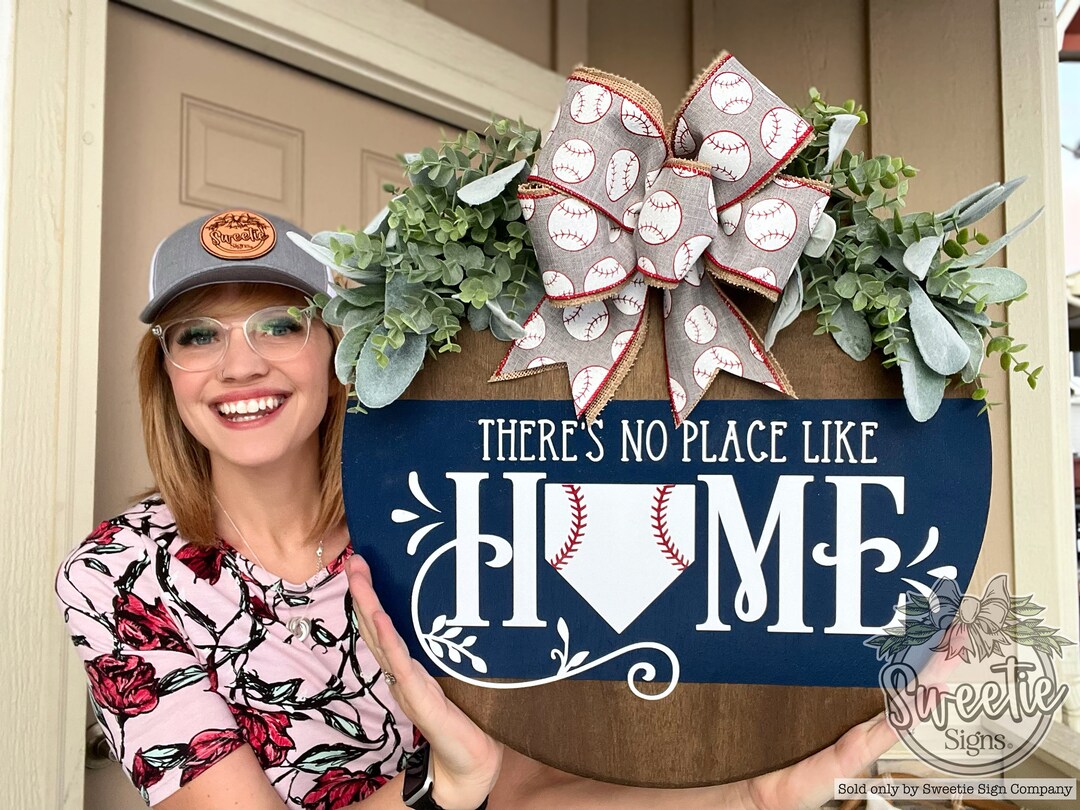Front Door Decor Sign Baseball Summer Wreath Baseball Decor