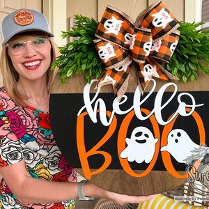 Halloween Front Door Decor | Hello Boo | Halloween Wreath | Ghost | Halloween Decor | Door Hanger | Door Wreath | Housewarming Gift | Wreath