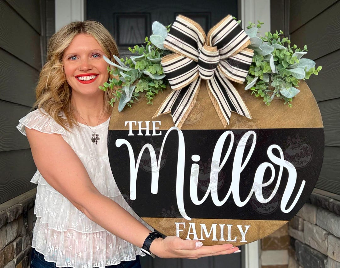 Front Door Decor | Last Name/family | Year Round Wreath | Front Door ...