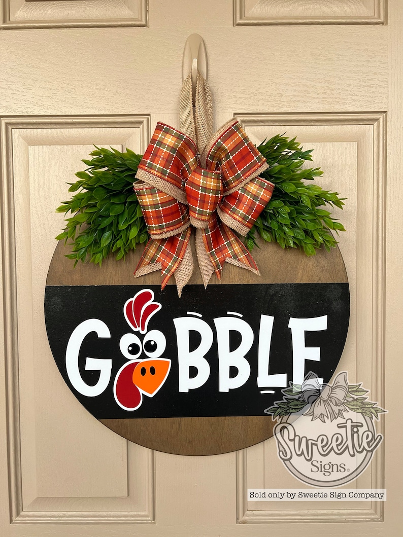 Thanksgiving Front Door Decor Gobble Turkey Front Door Wreath Thanksgiving Door Hanger Thanksgiving Decor Thanksgiving Door Wreath image 7