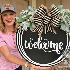 Front Door Decor | Welcome Sign | Front Door Sign | Year Round Wreath | Door Hanger | Door Wreath | Housewarming Gift | Home Decor | Wreath