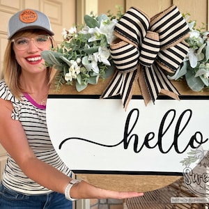 Front Door Decor | Front Door Wreath | Hello Sign | Year Round Wreath | Front Door Sign | Front Door Hanger | Housewarming Gift | Home Decor