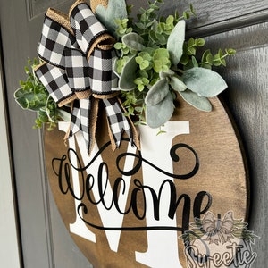 Front Door Decor Last Name/Initial Welcome Sign Year Round Wreath Front Door Hanger Front Door Wreath Housewarming Gift image 7