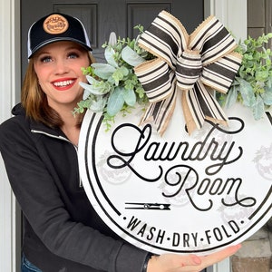 Laundry Room Sign | Laundry Room Decor | The Laundry Room | Wash Dry Fold | Wood Wall Art | Home Decor | Housewarming Gift