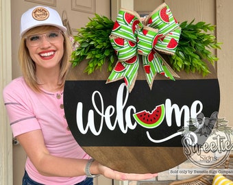 Summer Front Door Decor | Summer Wreath | Welcome | Watermelon | Summer Front Door Wreath | Summer Door Hanger | Summer Door Wreath