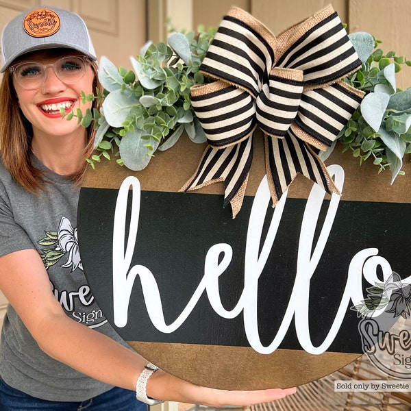Front Door Decor | Hello | Front Door Wreath | Door Sign | Door Hanger | Year Round Wreath | Door Wreath | Housewarming Gift | Home Decor