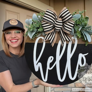 Front Door Decor | Hello | Hello Door Hanger | Wreath | Year Round Wreath |  Front Door Wreath | Housewarming Gift | Sweetie Sign Company