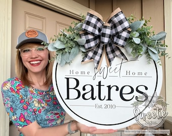 Front Door Decor | Last Name/Established Date | Welcome Sign | Front Door Wreath | Home Sweet Home| Door Hanger | Door Wreath | Housewarming