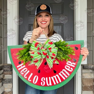 Summer Front Door Decor | Summer Wreath | Summer Welcome Sign | Hello Summer | Watermelon | Summer Front Door Wreath | Summer Door Hanger