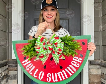 Summer Front Door Decor | Summer Wreath | Summer Welcome Sign | Hello Summer | Watermelon | Summer Front Door Wreath | Summer Door Hanger