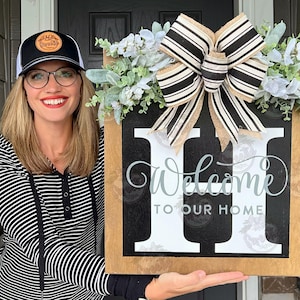 Front Door Decor | Welcome Sign | Last Name | Personalized |  Front Door Sign | Front Door Hanger | Year Round Wreath | Front Door Wreath