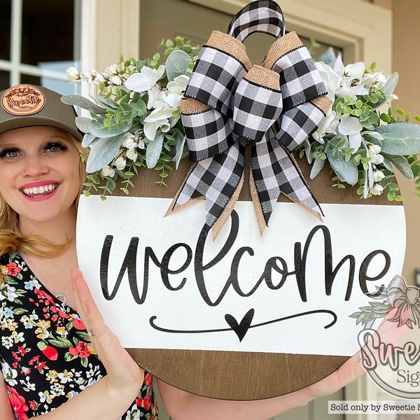 Front Door Decor | Front Door Wreath | Welcome | Year Round Wreath | Front Door Sign | Door Hanger | Housewarming Gift | Home Decor