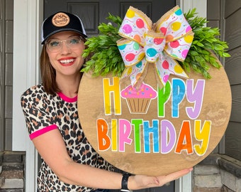 Happy Birthday Sign | Birthday Door Hanger | Happy Birthday | Kids Birthday Decor | Birthday Decor | Birthday Wreath | Birthday Door Hanger