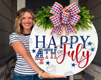 Fourth of July Front Door Decor | Front Door Wreath | Happy 4th Of July | Fourth of July Decor | Fourth Of July Wreath | Door Wreath