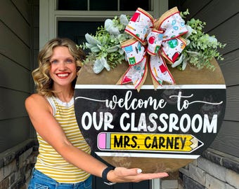 Teacher Door | Teacher Door Sign | Teacher Name | Classroom Sign | Teacher Gift | Teacher Appreciation | Welcome To Our Classroom |Classroom