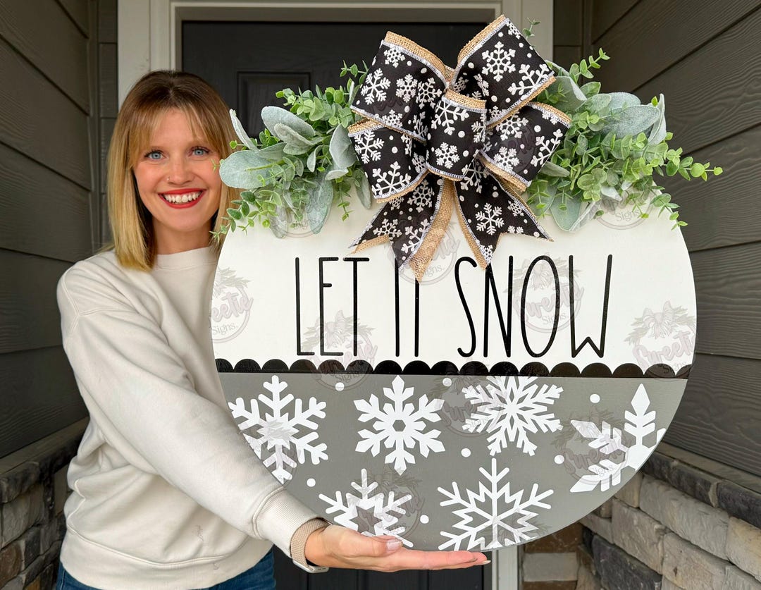 Winter Front Door Decor | Let It Snow | Snowflake Front Door Wreath ...