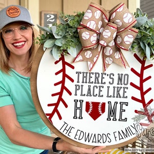 Front Door Decor | There's No Place Like Home | Baseball Sign | Baseball Decor | Baseball Gift | Baseball Door Hanger | Baseball Door Sign