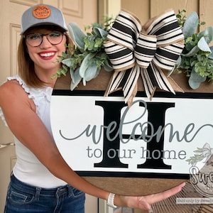 Front Door Decor | Welcome To Our Home | Year Round Wreath | Front Door Hanger | Personalized Door Wreath | Housewarming Gift | Home Decor