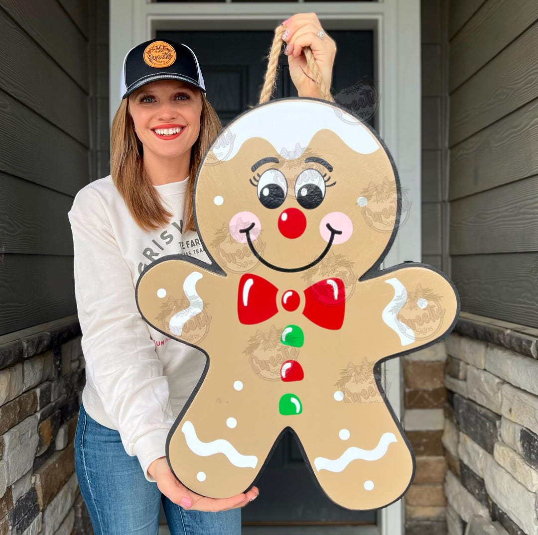 Christmas Front Door Decor | Gingerbread Man | Christmas Wreath ...