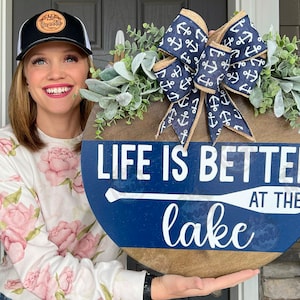 Front Door Decor | Lake House | Lake House Door Sign | Life Is Better At The Lake | Lake Front Door Sign | Lake Door Hanger | Lake House