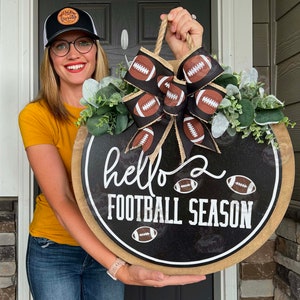 Front Door Decor | Hello Football Season | Football Sign | Football Decor | Football Gift | Football Door Hanger | Football Door Sign