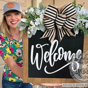 Front Door Decor | Welcome Sign | Front Door Sign | Front Door Hanger | Year Round Wreath | Front Door Wreath | Housewarming Gift | Decor