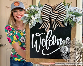 Front Door Decor | Welcome Sign | Front Door Sign | Front Door Hanger | Year Round Wreath | Front Door Wreath | Housewarming Gift | Decor