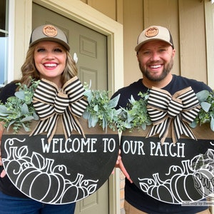 Fall Front Door Decor | Welcome To Our Patch | Fall Decor | Fall Signs | Double Door Wreath | Front Door Wreath | Door Hanger | Door Wreath