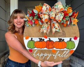 Fall Front Door Decor | Hello Fall | Fall Wreath | Fall Decor | Fall Door Sign | Fall Front Door Wreath | Fall Door Hanger | Fall Porch Sign