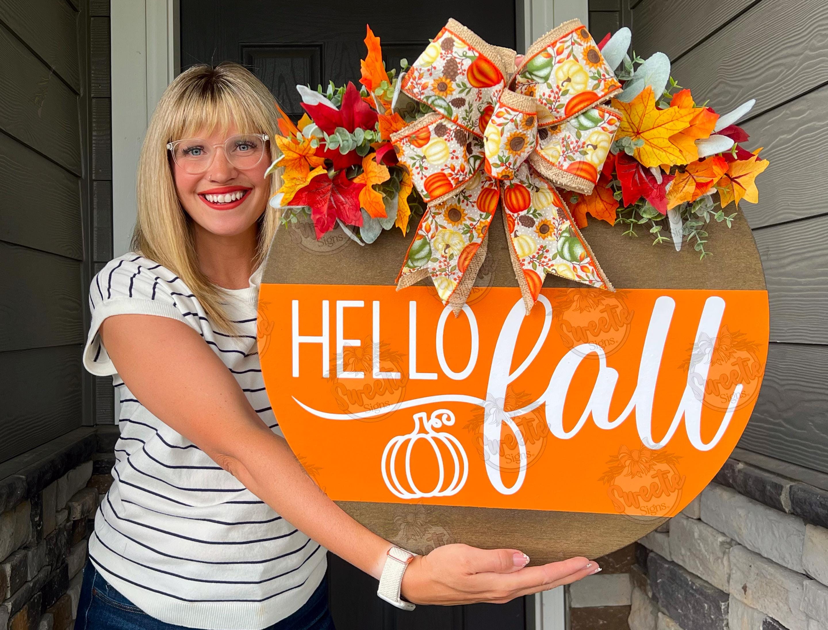 Fall Front Door Decor | Hello Fall | Fall Wreath | Fall Decor | Fall Door Sign | Fall Front Door Wreath | Fall Door Hanger | Fall Porch Sign