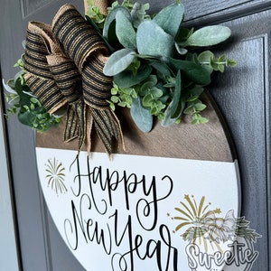 New Year Front Door Decor Happy New Year Sign Fireworks New Year Front Door Sign New Year Door Hanger New Year Hanger image 8