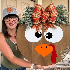 Thanksgiving Front Door Decor | Gobble | Turkey Front Door Wreath | Thanksgiving Door Hanger | Thanksgiving Decor | Thanksgiving Door Wreath