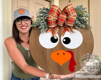 Thanksgiving Front Door Decor | Gobble | Turkey Front Door Wreath | Thanksgiving Door Hanger | Thanksgiving Decor | Thanksgiving Door Wreath