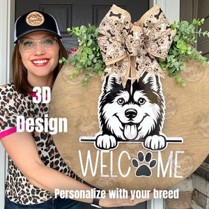 Dog Front Door Decor | Welcome/Paw | Dog Sign | Personalized | Dog Sign | Front Door Sign | Dog Door Hanger | Year Round Wreath | Dog Gift