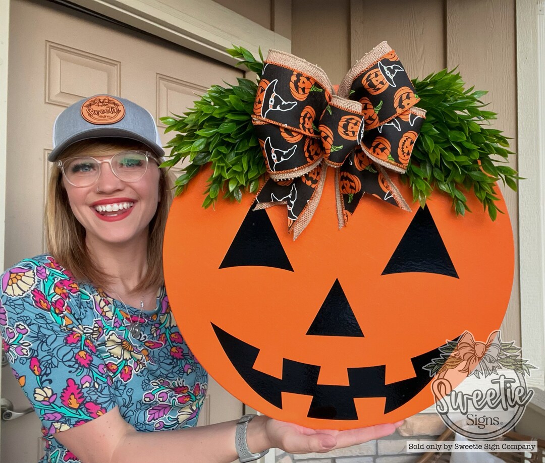 Front Door Decor Halloween Front Door Wreath Jackolantern Door Hanger