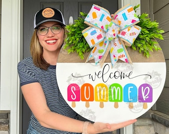 Summer Front Door Decor | Welcome Summer | Popsicles | Summer Door Hanger | Summer Wreath | Summer Door Wreath | Summer Door Sign | Summer