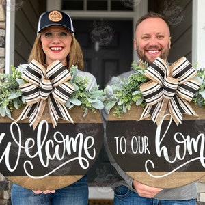 Double Door Front Door Decor | Welcome To Our Home | Double Door Signs | Double Door Wreaths | Double Door Decor | Double Door Hanger