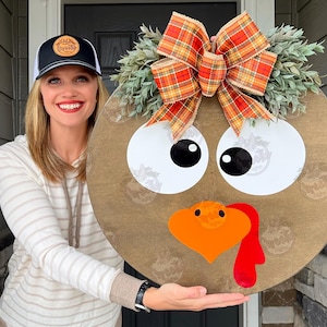 Thanksgiving Front Door Decor | Gobble | Turkey Front Door Wreath | Thanksgiving Door Hanger | Thanksgiving Decor | Thanksgiving Door Wreath